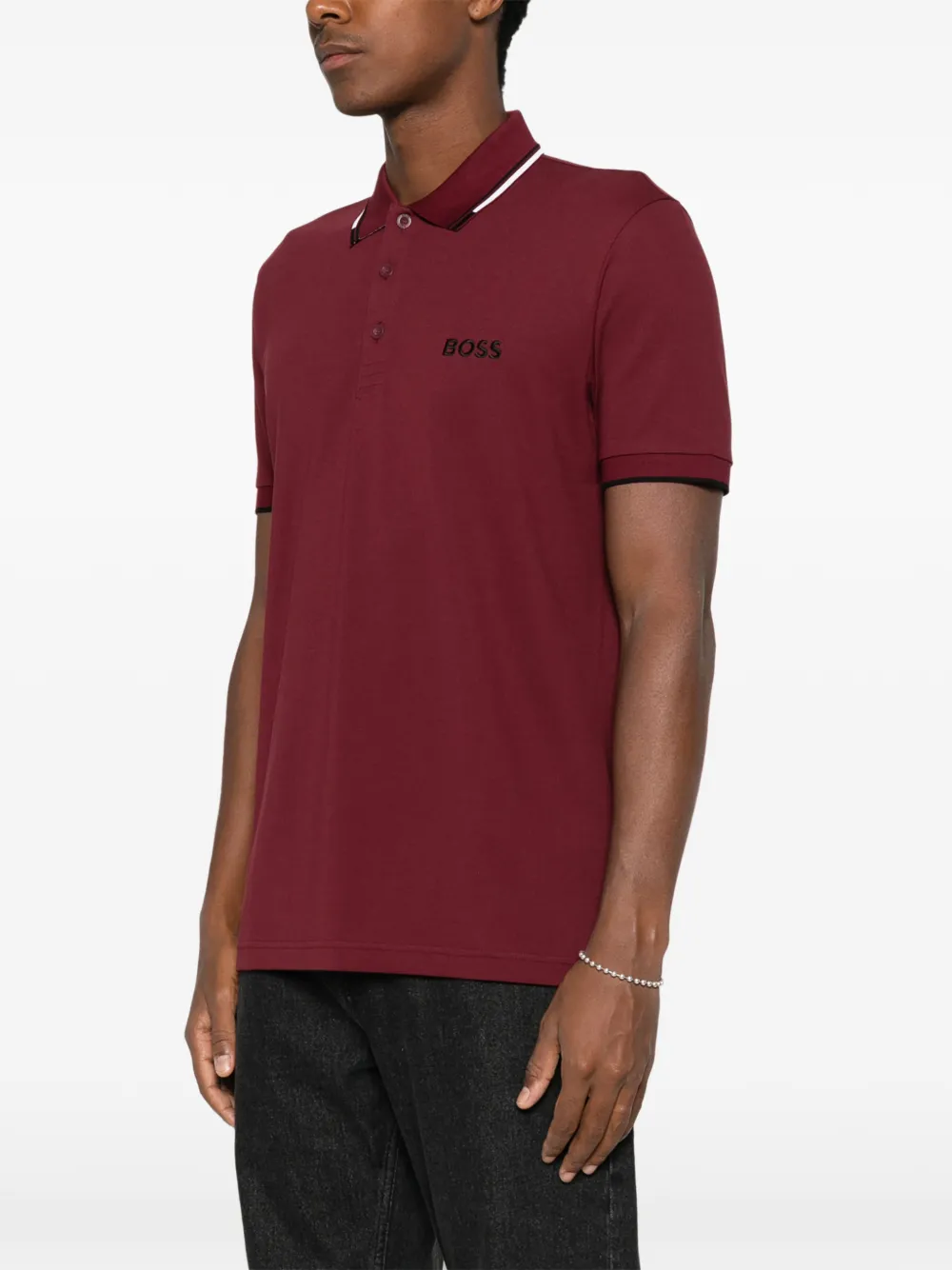 BOSS Poloshirt met geborduurd logo Rood