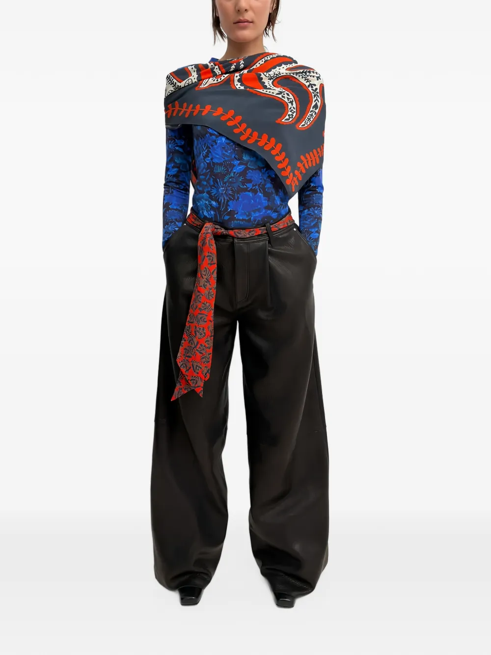 Rodebjer Four Swallow silk scarf Grijs