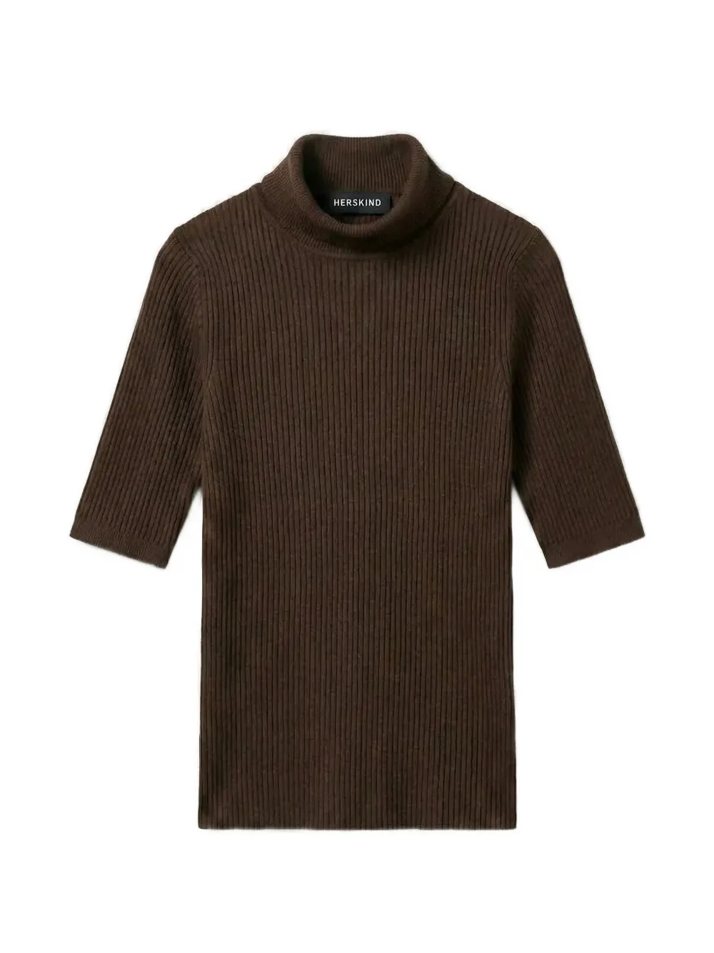 HERSKIND Wes rib-knit short-sleeve sweater - Marron HERSKIND Wes rib-knit short-sleeve sweater - Marron
