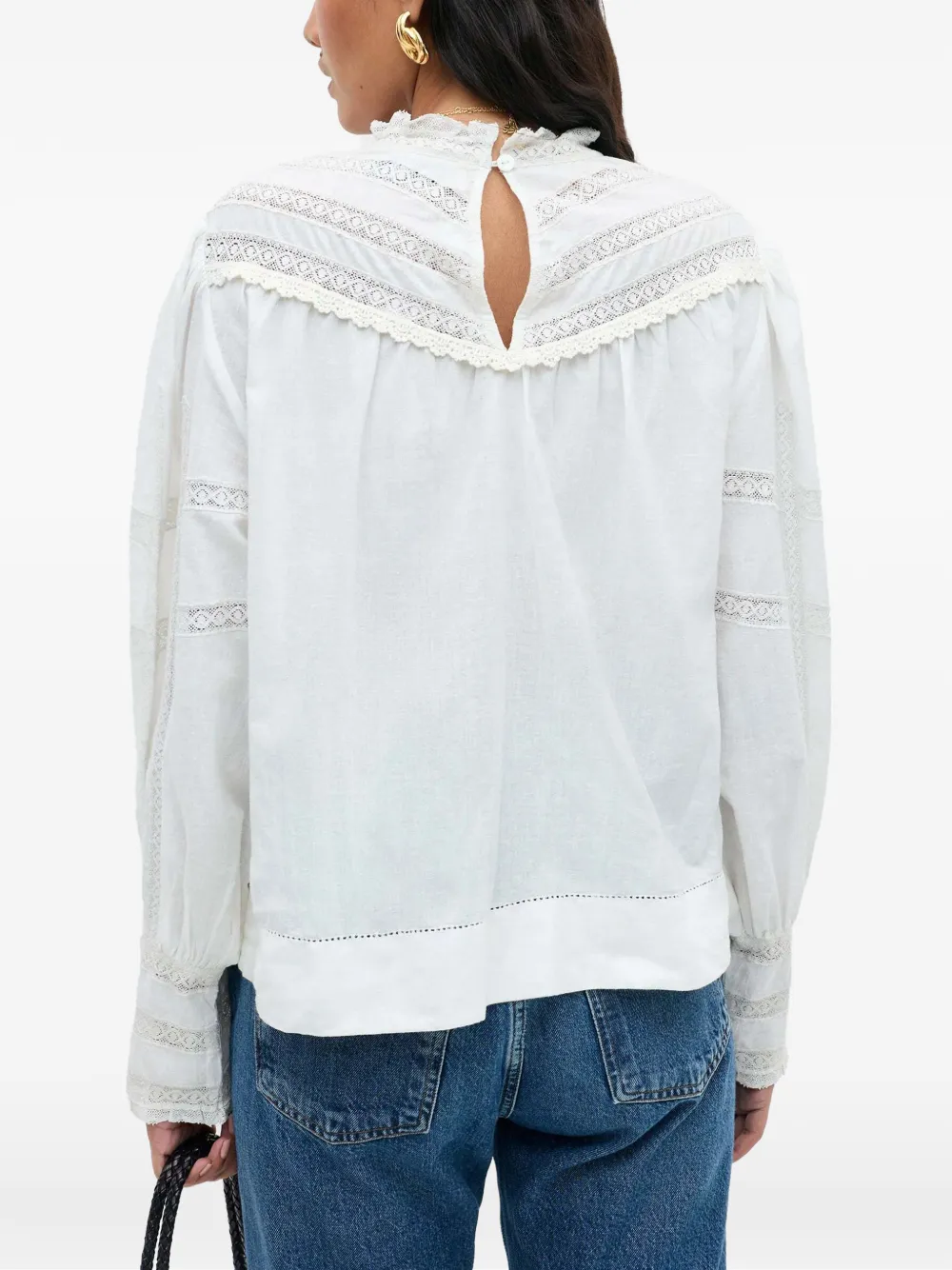 Rixo Tamzin lace-trim blouse Wit