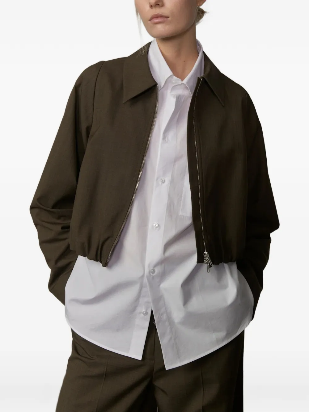 Herskind Stella Zip-up Bomber Jacket In White