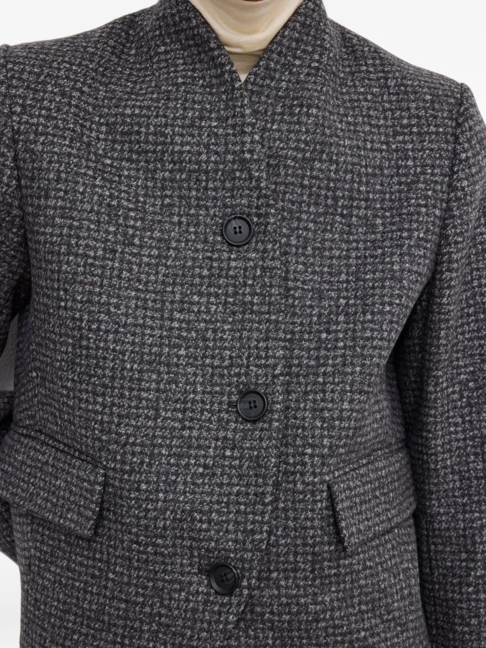 House Of Dagmar Gewelfd wollen jack met pied-de-poulepatroon Grijs
