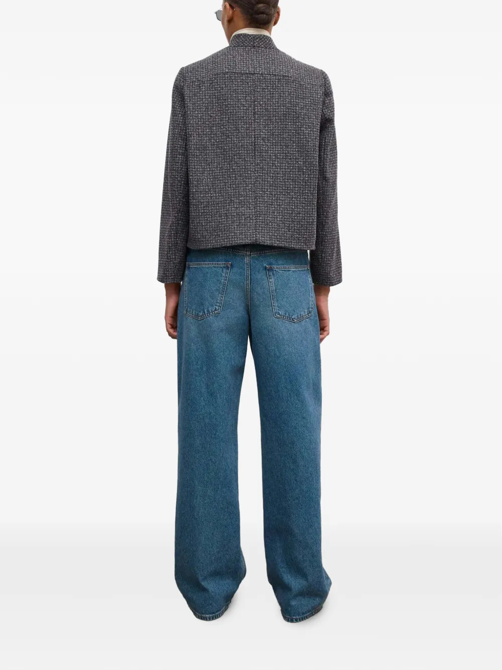 House Of Dagmar Gewelfd wollen jack met pied-de-poulepatroon Grijs