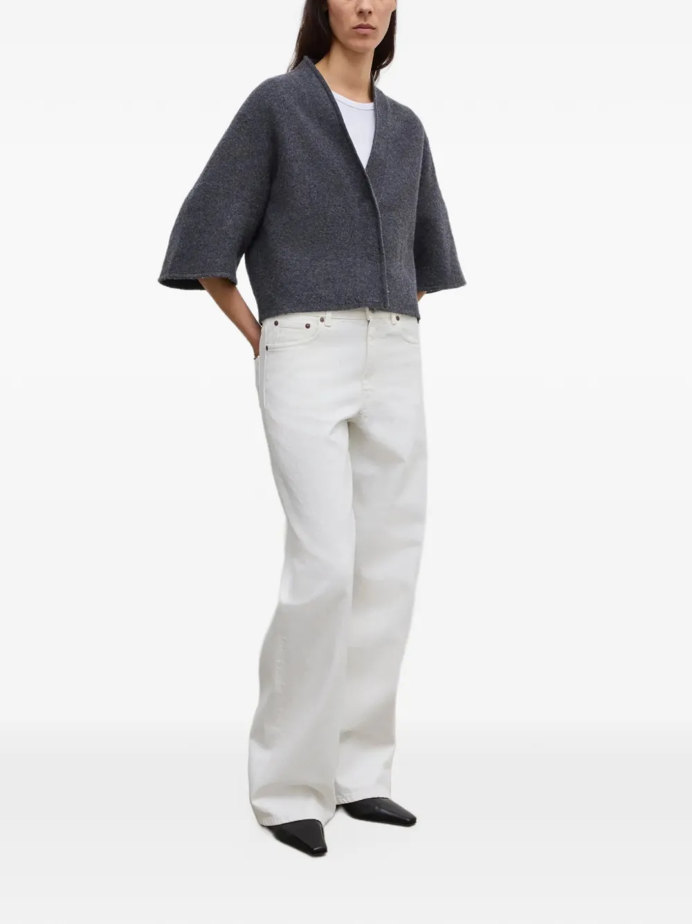 House Of Dagmar Cropped wollen vest met V-hals Grijs