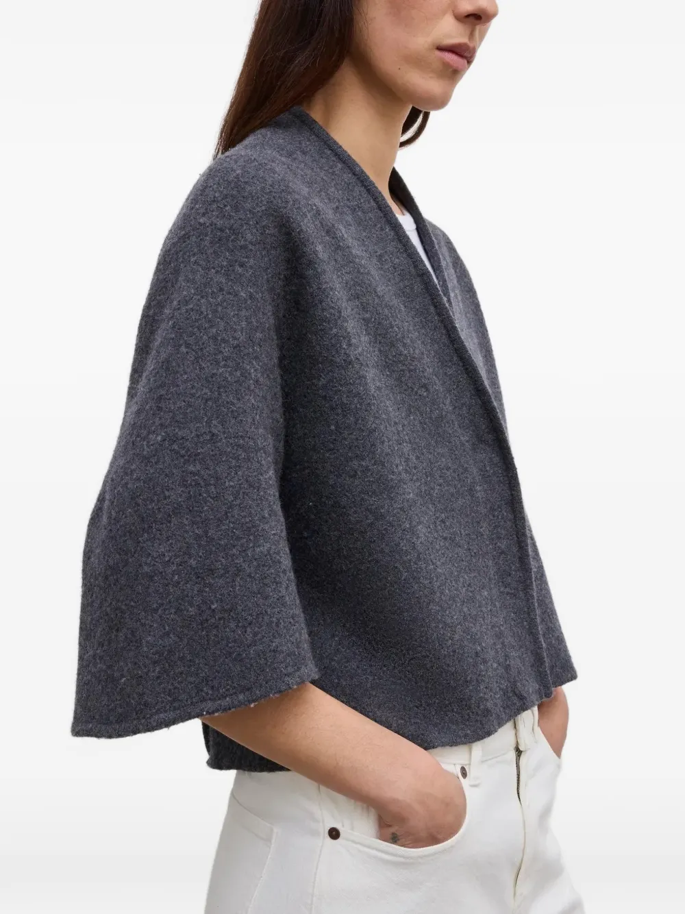 House Of Dagmar Cropped wollen vest met V-hals Grijs