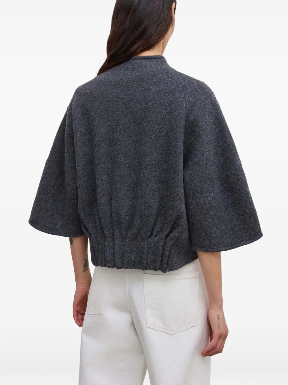 House Of Dagmar Cropped wollen vest met V-hals Grijs