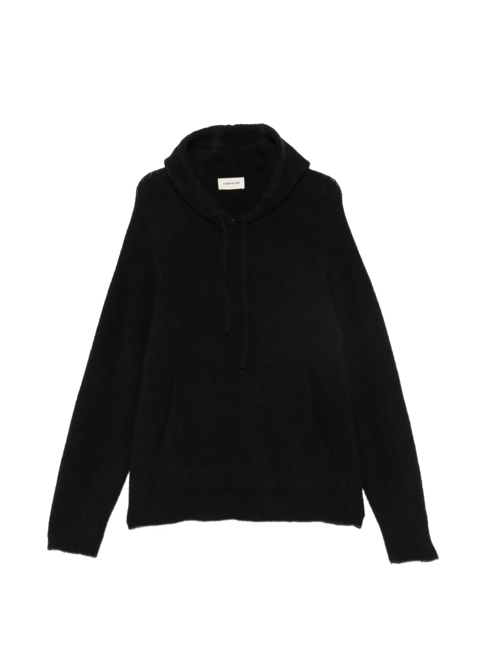 atomo factory drawstring knitted hoodie - Black