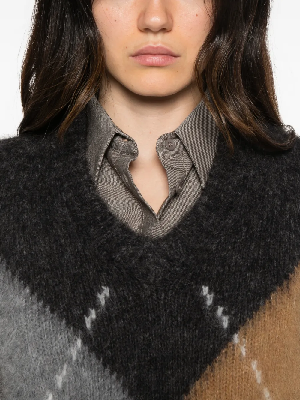 Filippa K argyle-knit V-neck vest Zwart