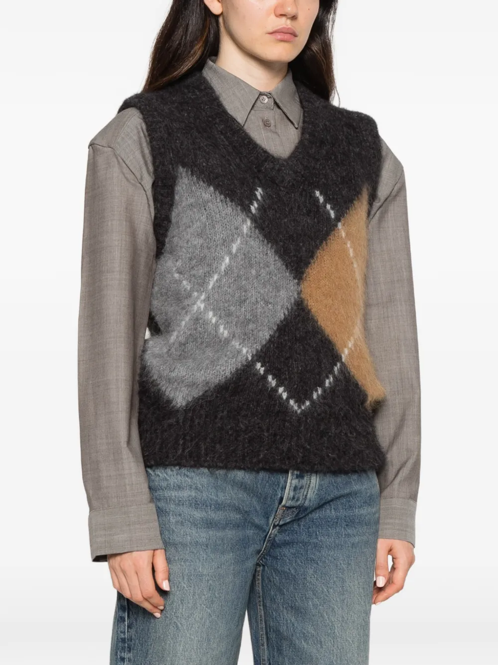Filippa K argyle-knit V-neck vest Zwart