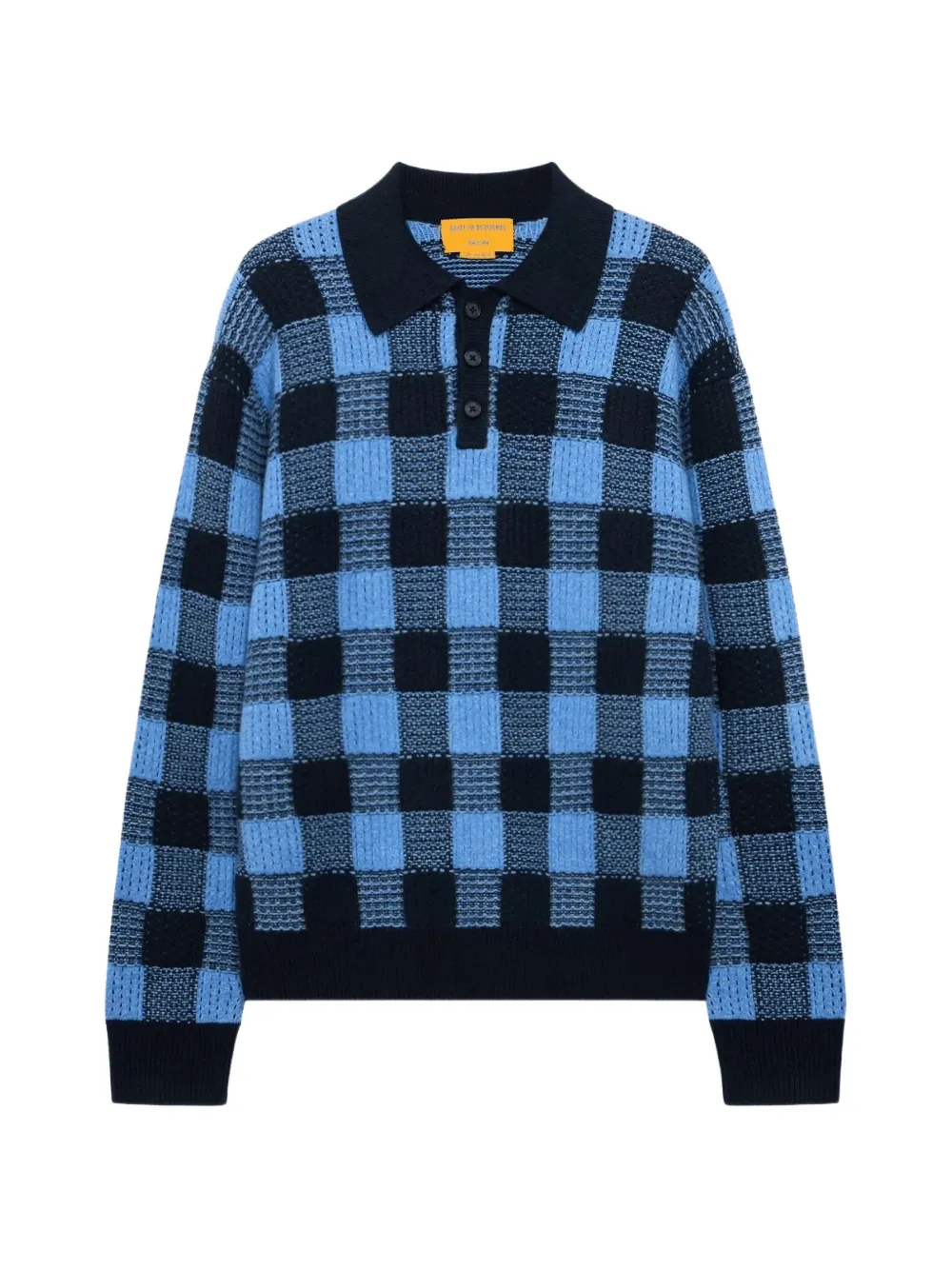 Guest In Residence Checker Allday polo-collar sweater - Blue