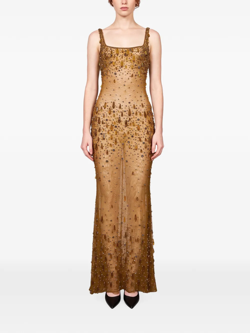Retrofete bead-embellished maxi dress Geel