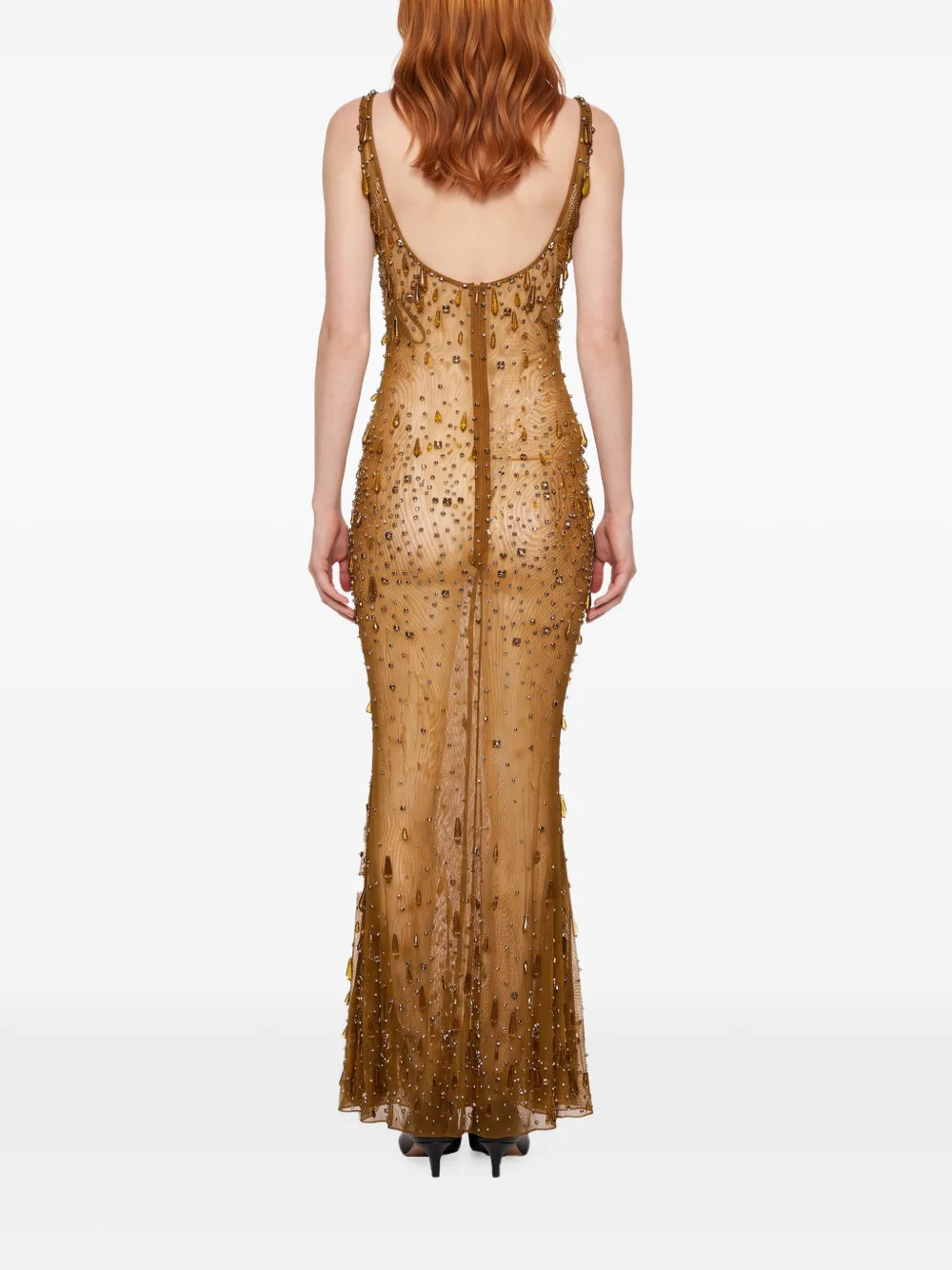 Retrofete bead-embellished maxi dress Geel