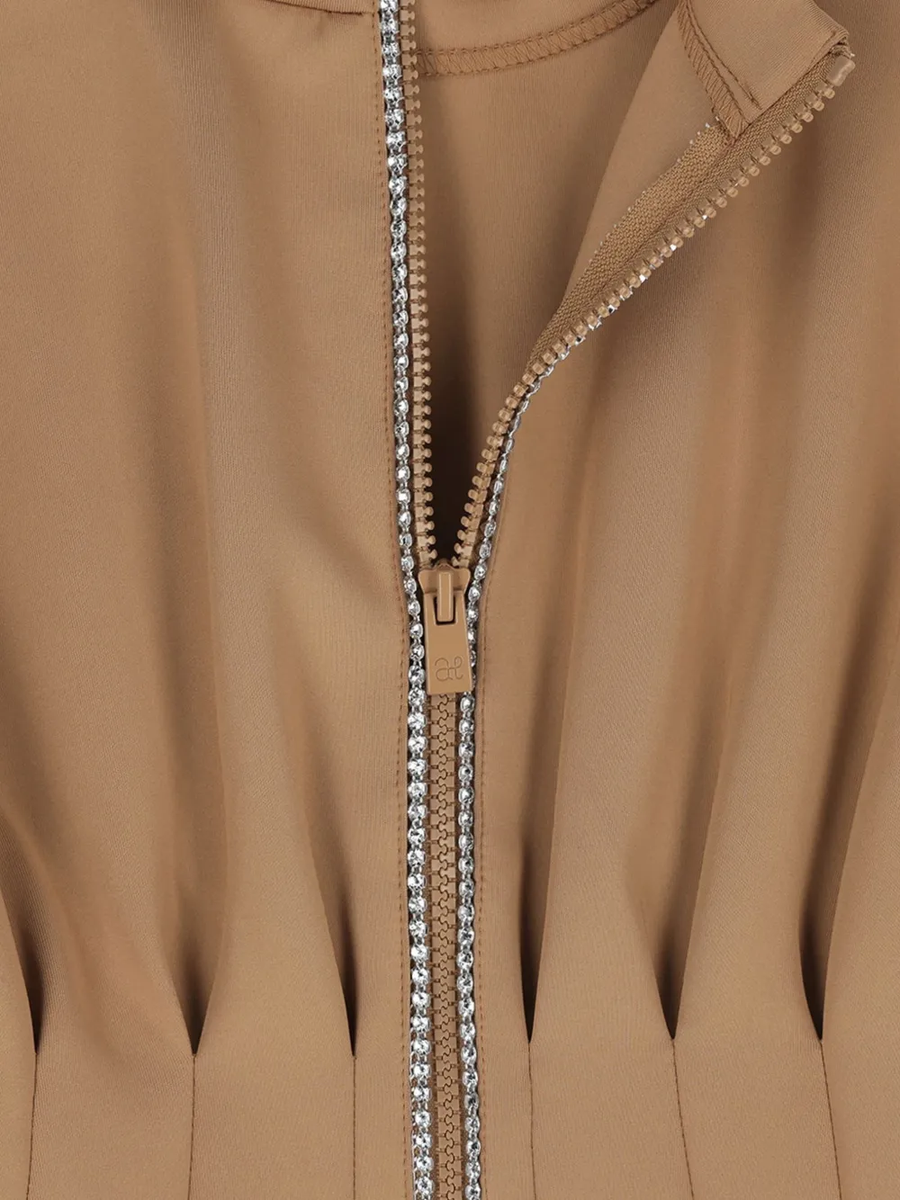 Abel & Lula pleated crystal-embellished dress Beige