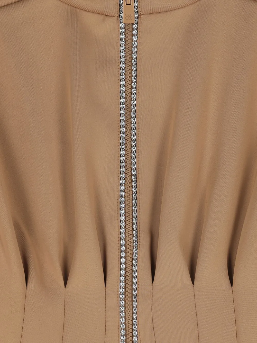 Abel & Lula pleated crystal-embellished dress Beige