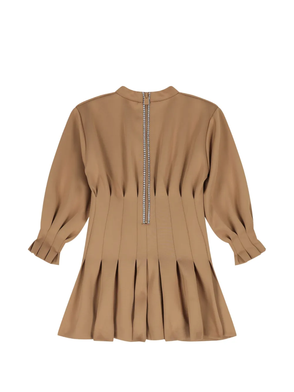 Abel & Lula pleated crystal-embellished dress Beige