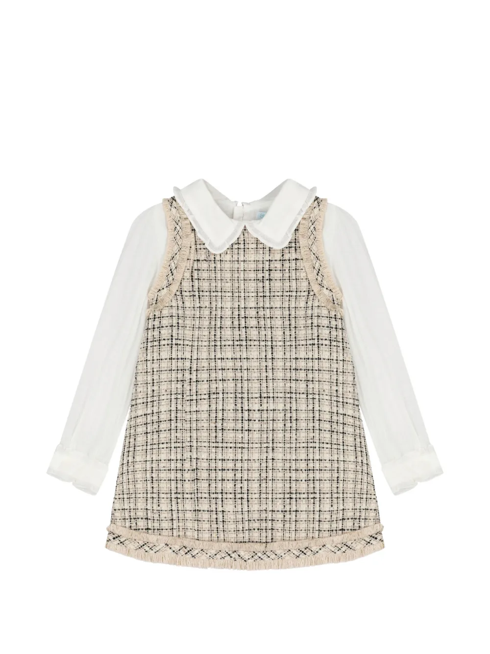Abel & Lula check-pattern sequin-embellished dress - Tons neutres Abel & Lula check-pattern sequin-embellished dress - Tons neutres
