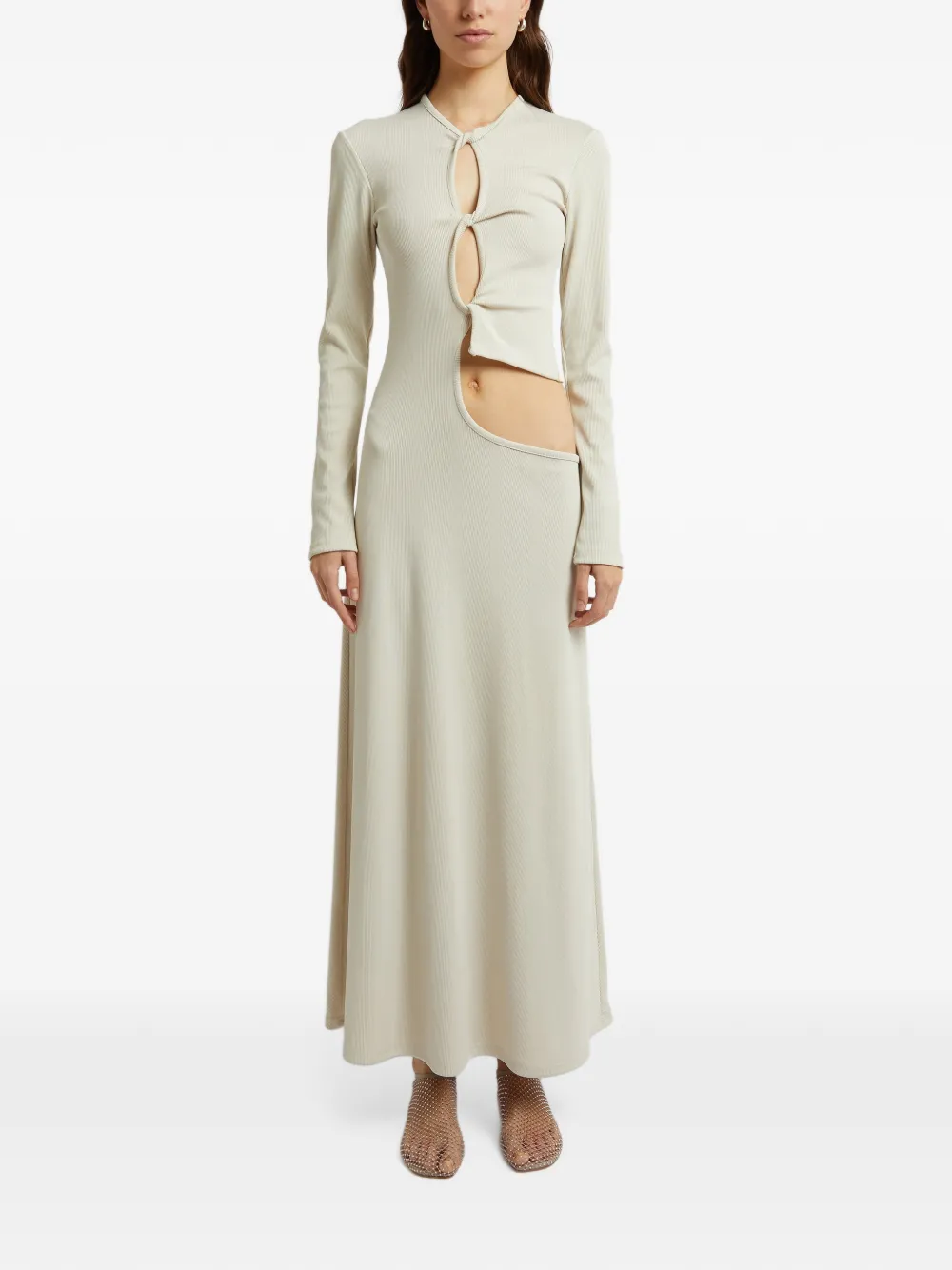 Christopher Esber A-lijn maxi-jurk met gedraaid detail en uitgesneden details Beige