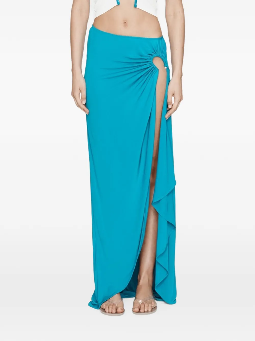 Christopher Esber ruched crescent draped maxi skirt - Bleu Christopher Esber ruched crescent draped maxi skirt - Bleu