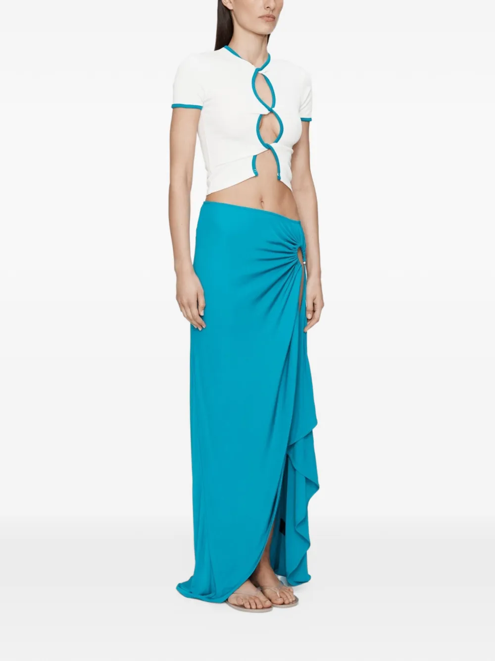 Christopher Esber Maxi-rok met halvemaanvormige drapering en ruches Blauw