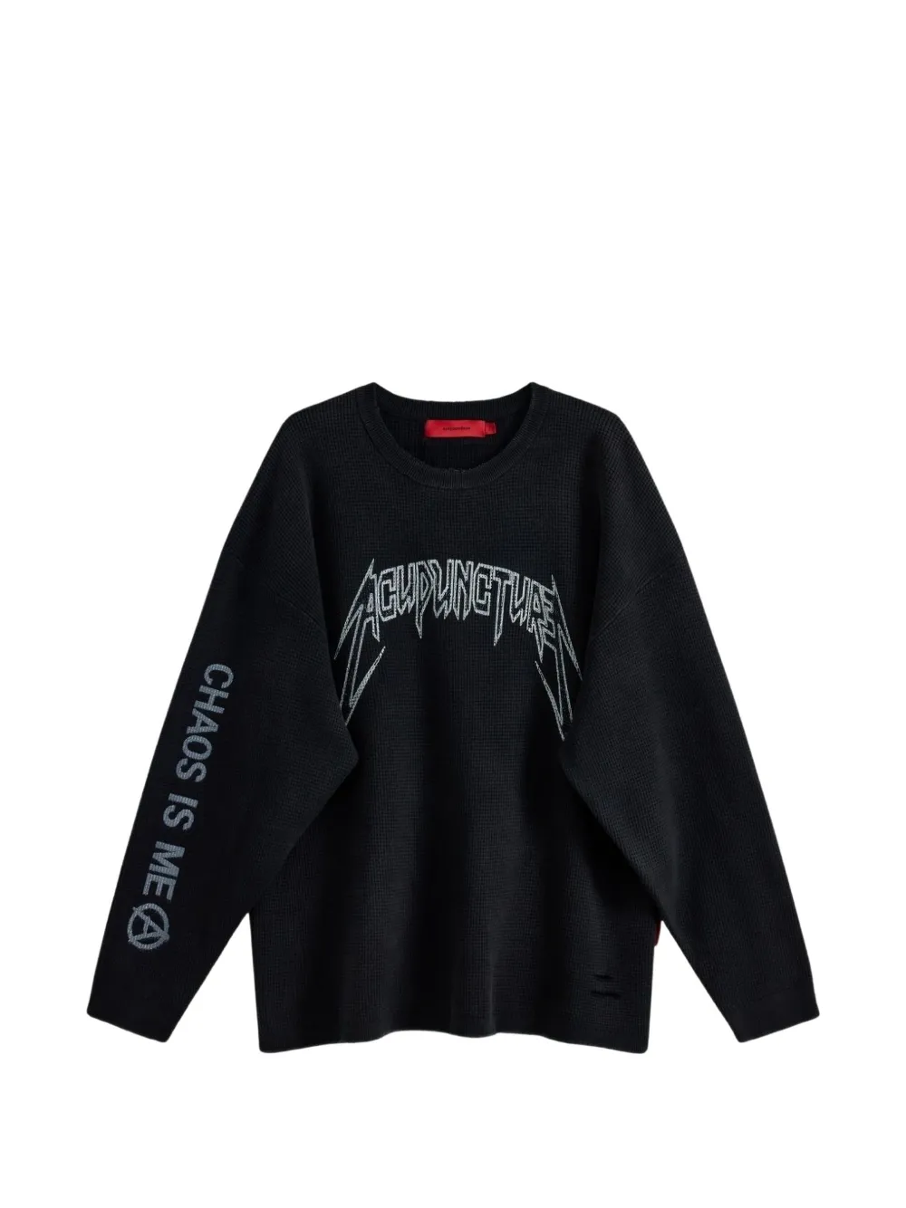ACUPUNCTURE 1993 Metal waffle distressed logo-print sweater - Noir