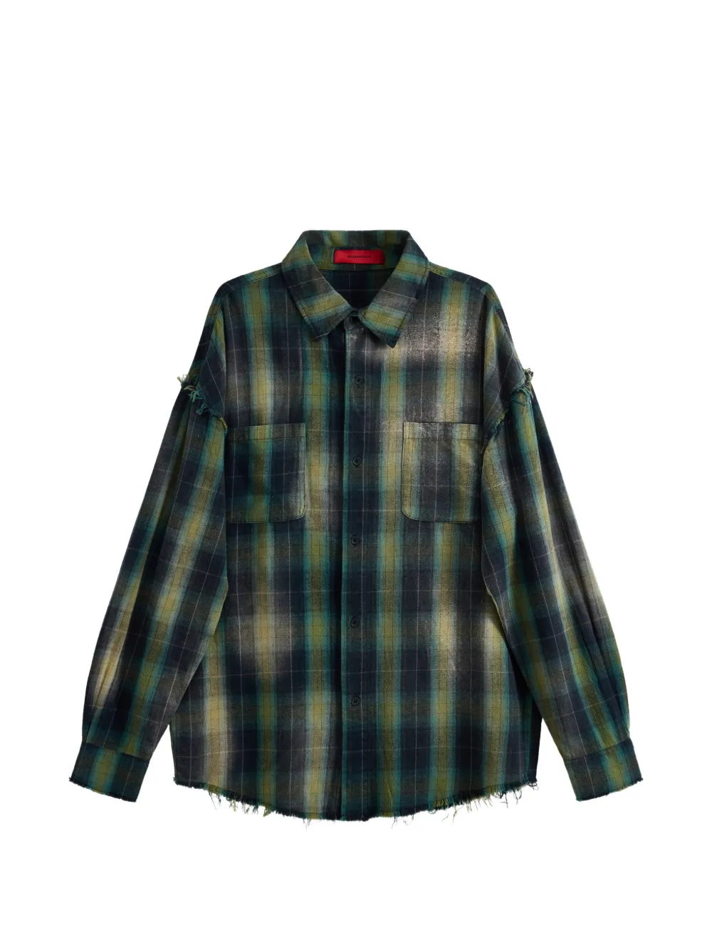 ACUPUNCTURE 1993 check-pattern frayed shirt - Vert