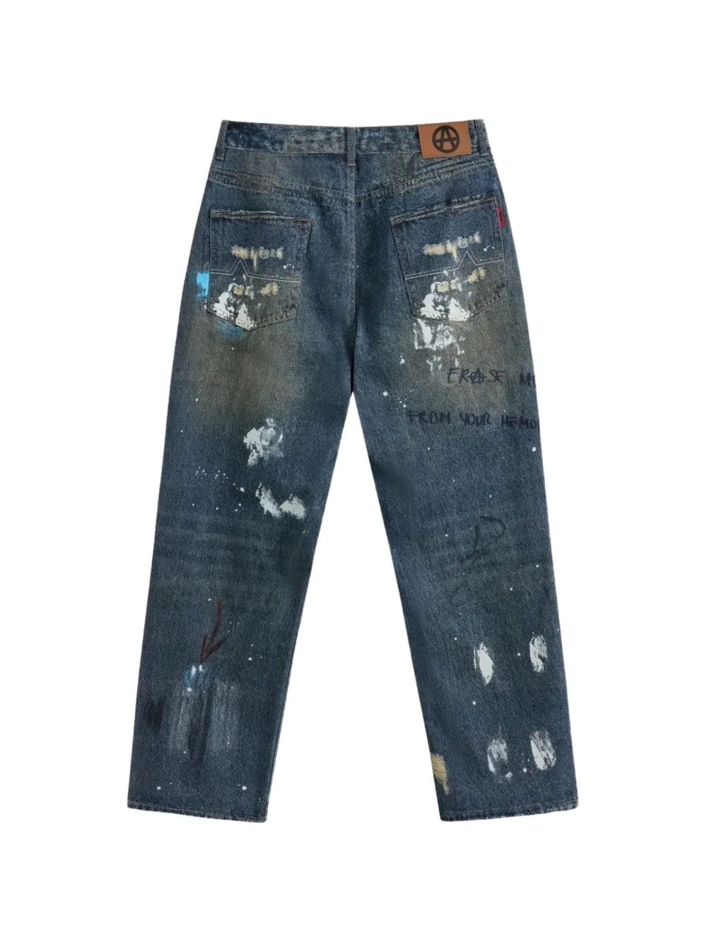 ACUPUNCTURE 1993 graffiti-print distressed jeans - Bleu