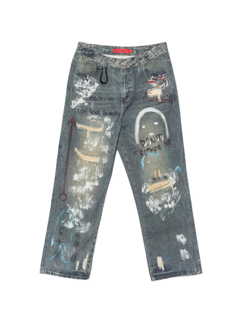 ACUPUNCTURE 1993 graffiti-print distressed jeans - Blu