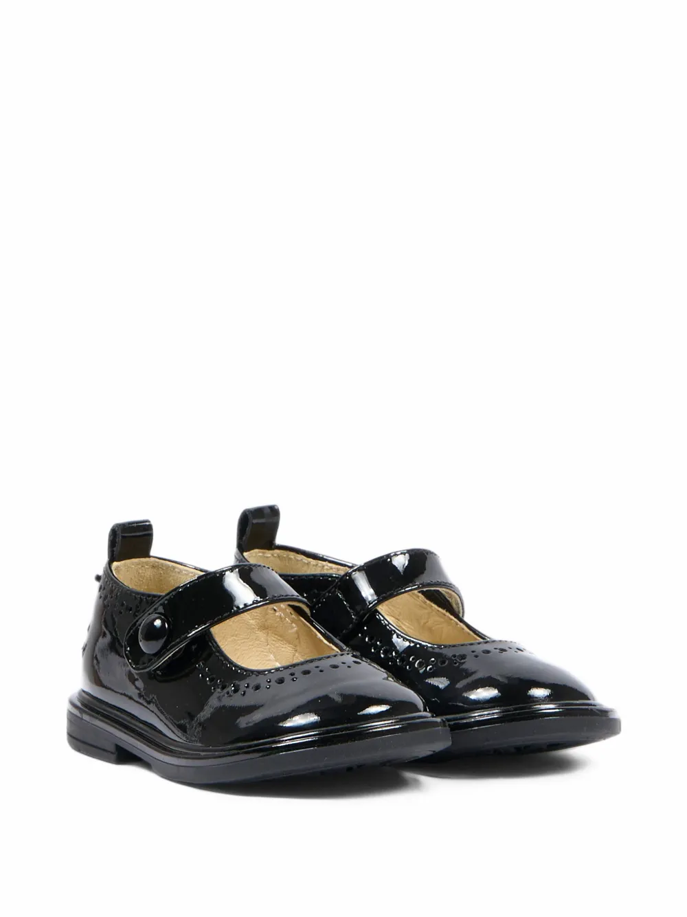 Walkey brogue-detail patent leather ballet flats - Nero