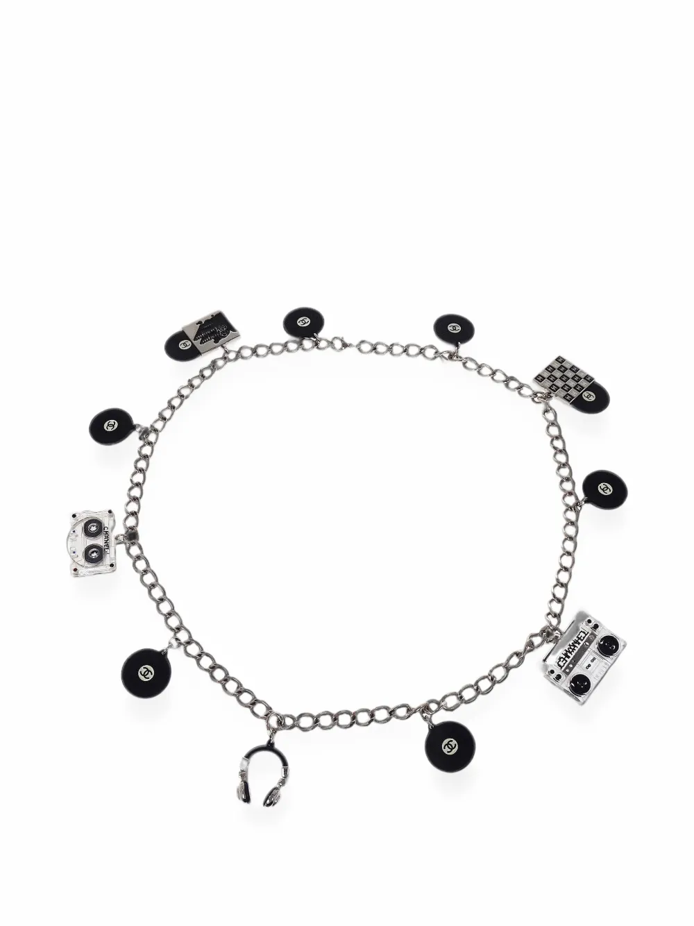 CHANEL Pre-Owned 2004 Record Cassette charm chain belt - Silver