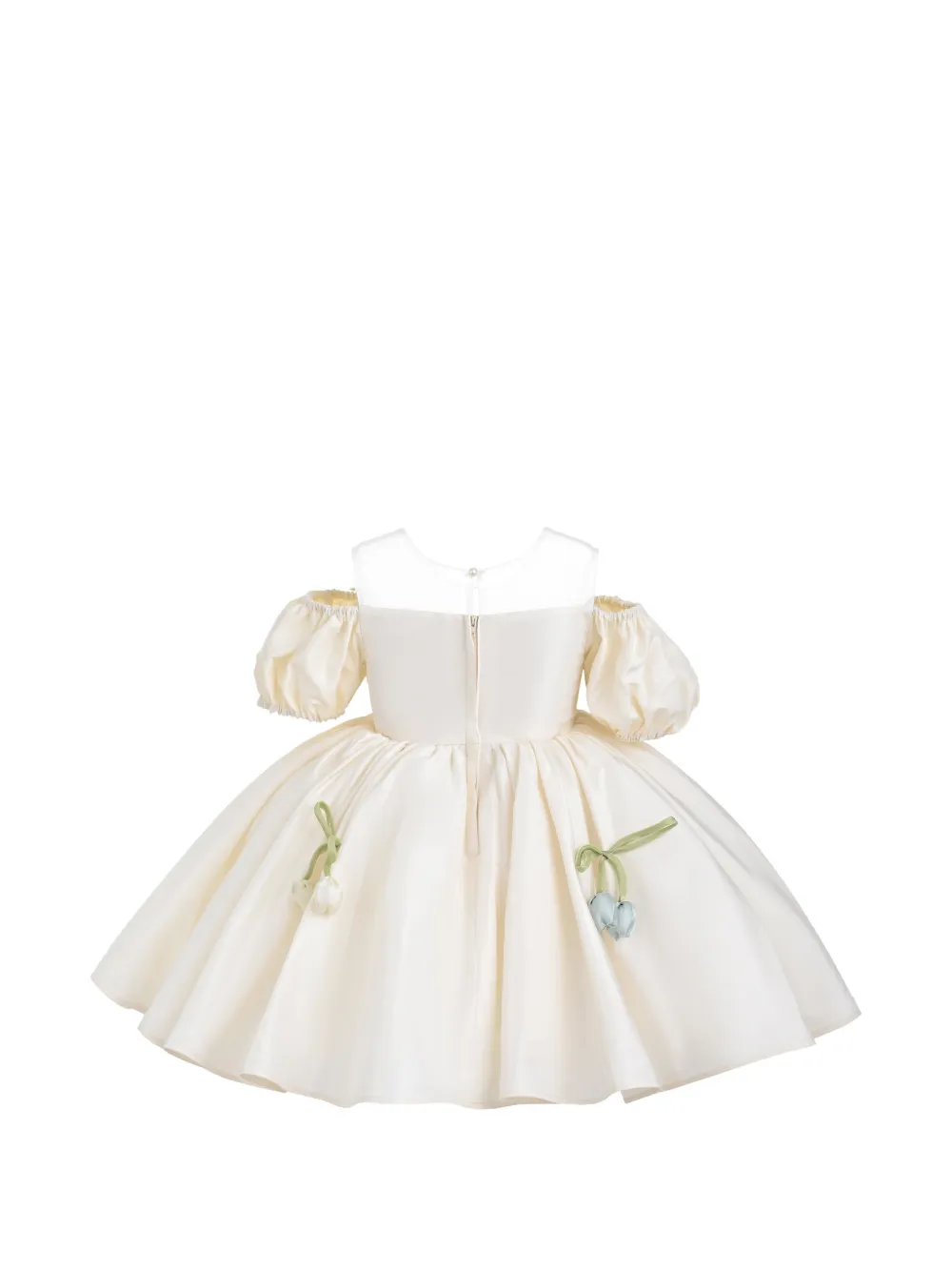 Tulleen Zafira jurk met pofmouwen Beige