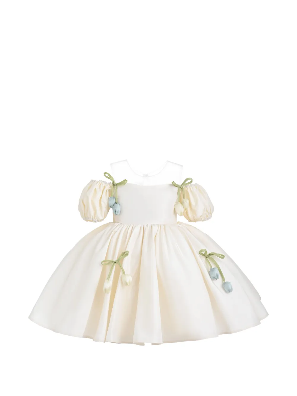 Tulleen Zafira puff-sleeve dress - Tons neutres