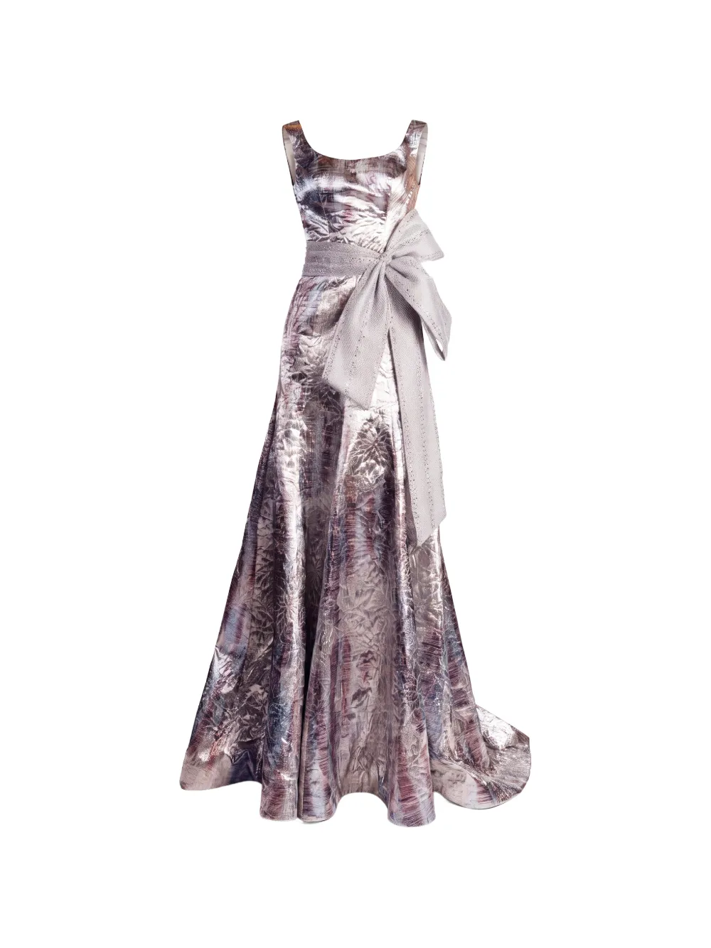 Gattinolli by Marwan bow-detail metallic-effect maxi dress - Silver