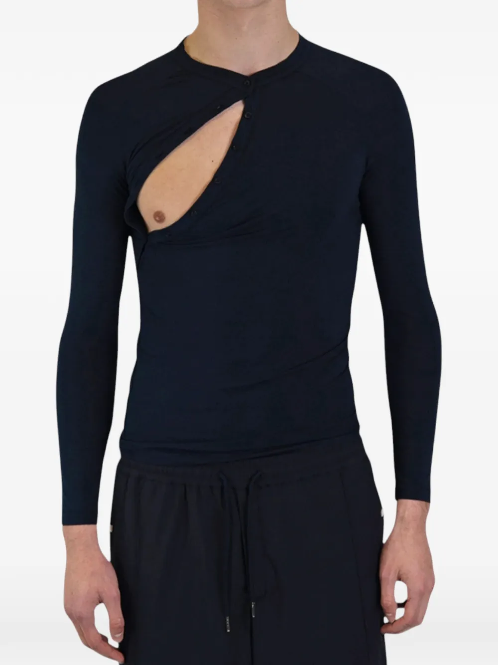 Saul Nash cut-out long-sleeve T-shirt - Bleu