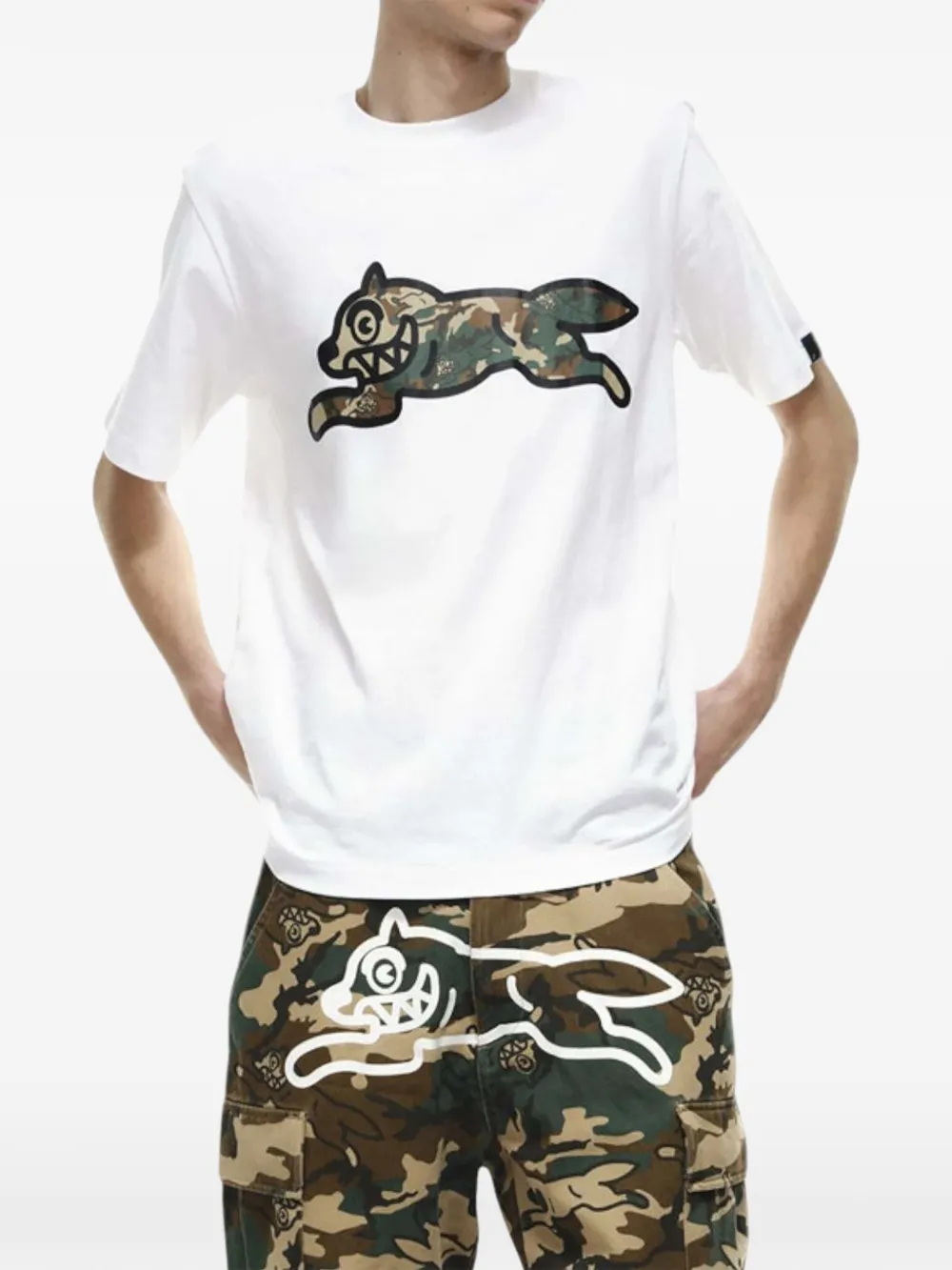 ICECREAM Camo Running Dog Woodland katoenen T-shirt Wit