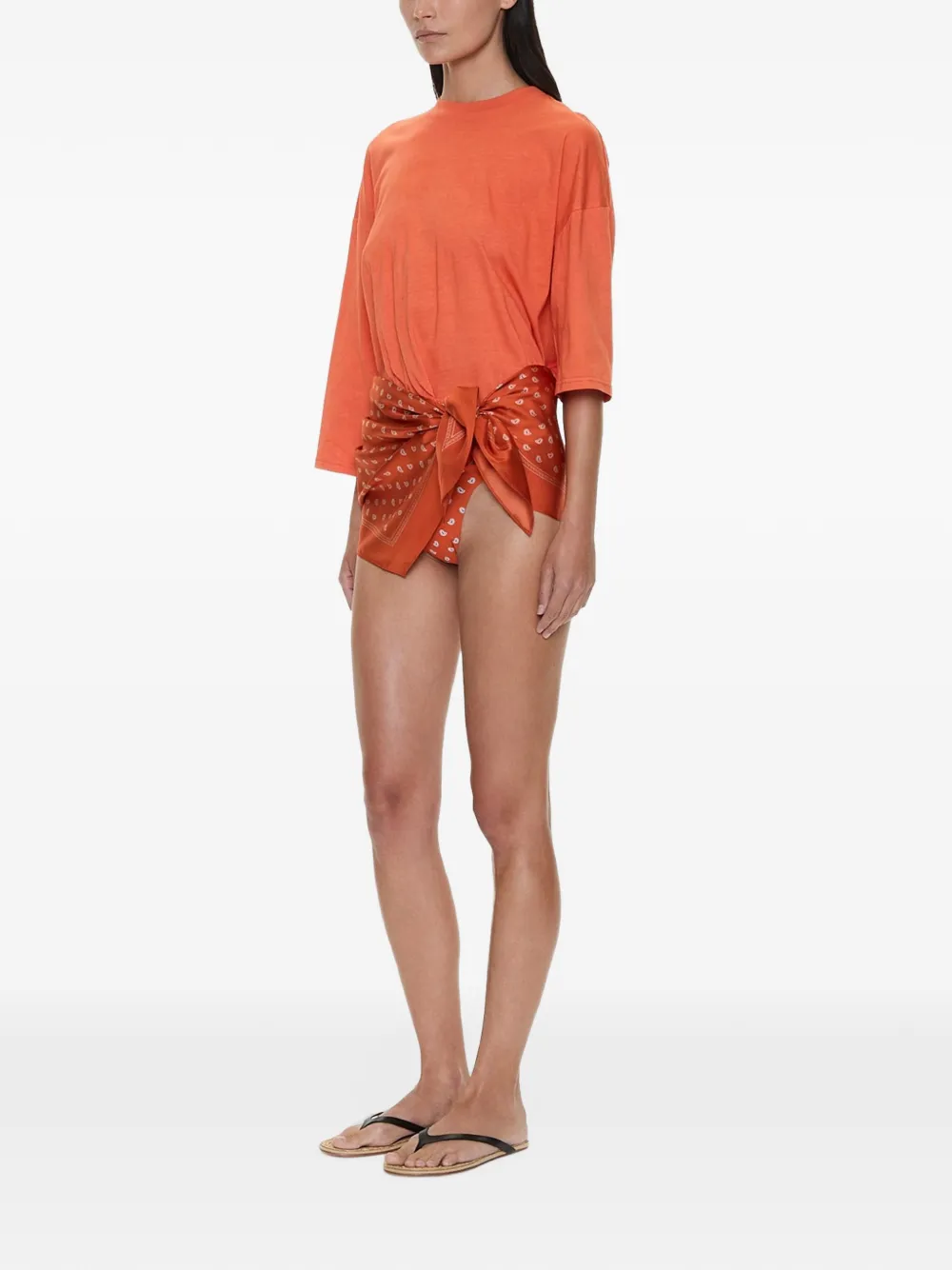 Christopher Esber Asymmetrisch T-shirt met bandana-detail Oranje