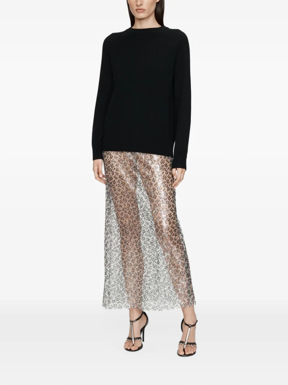 Christopher Esber sequin-embroidered lace maxi skirt Grijs