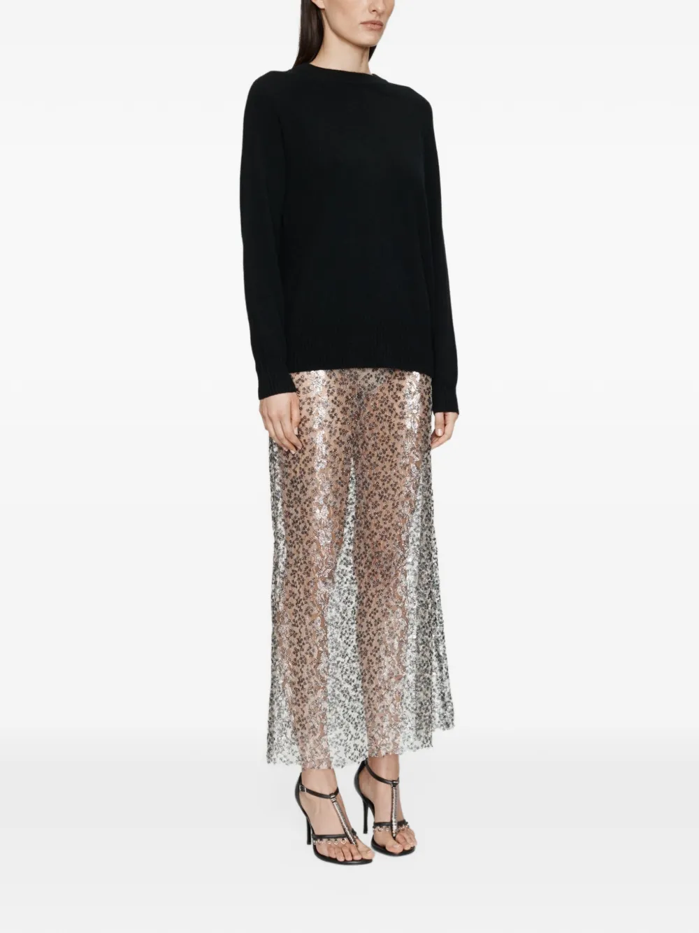 Christopher Esber sequin-embroidered lace maxi skirt Grijs
