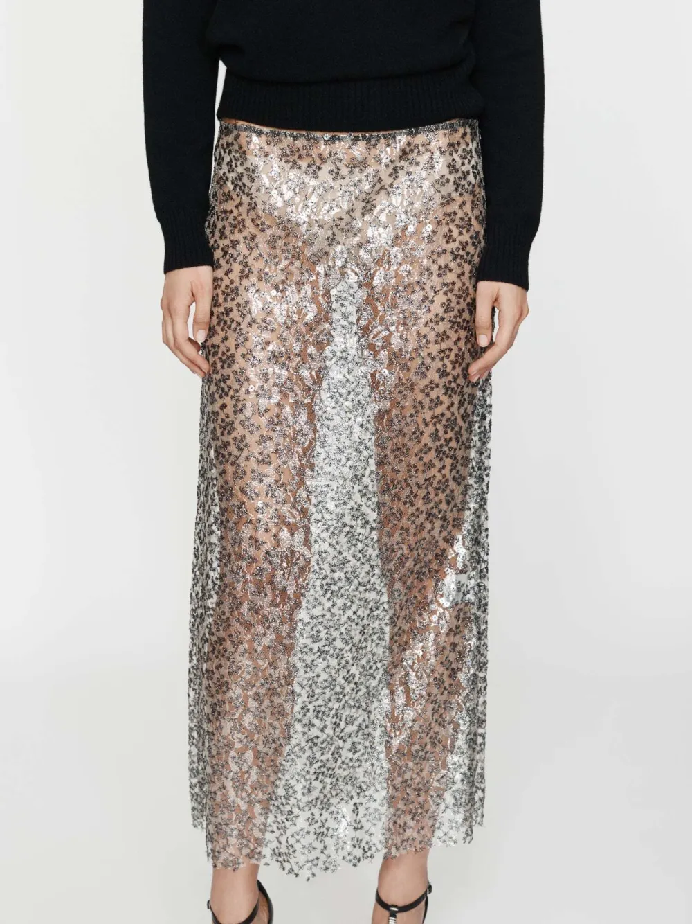 Christopher Esber sequin-embroidered lace maxi skirt Grijs