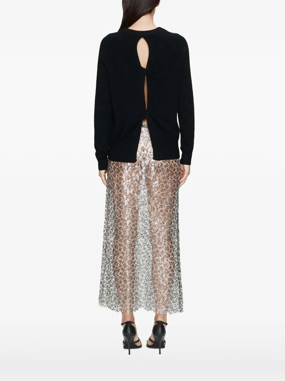 Christopher Esber sequin-embroidered lace maxi skirt Grijs
