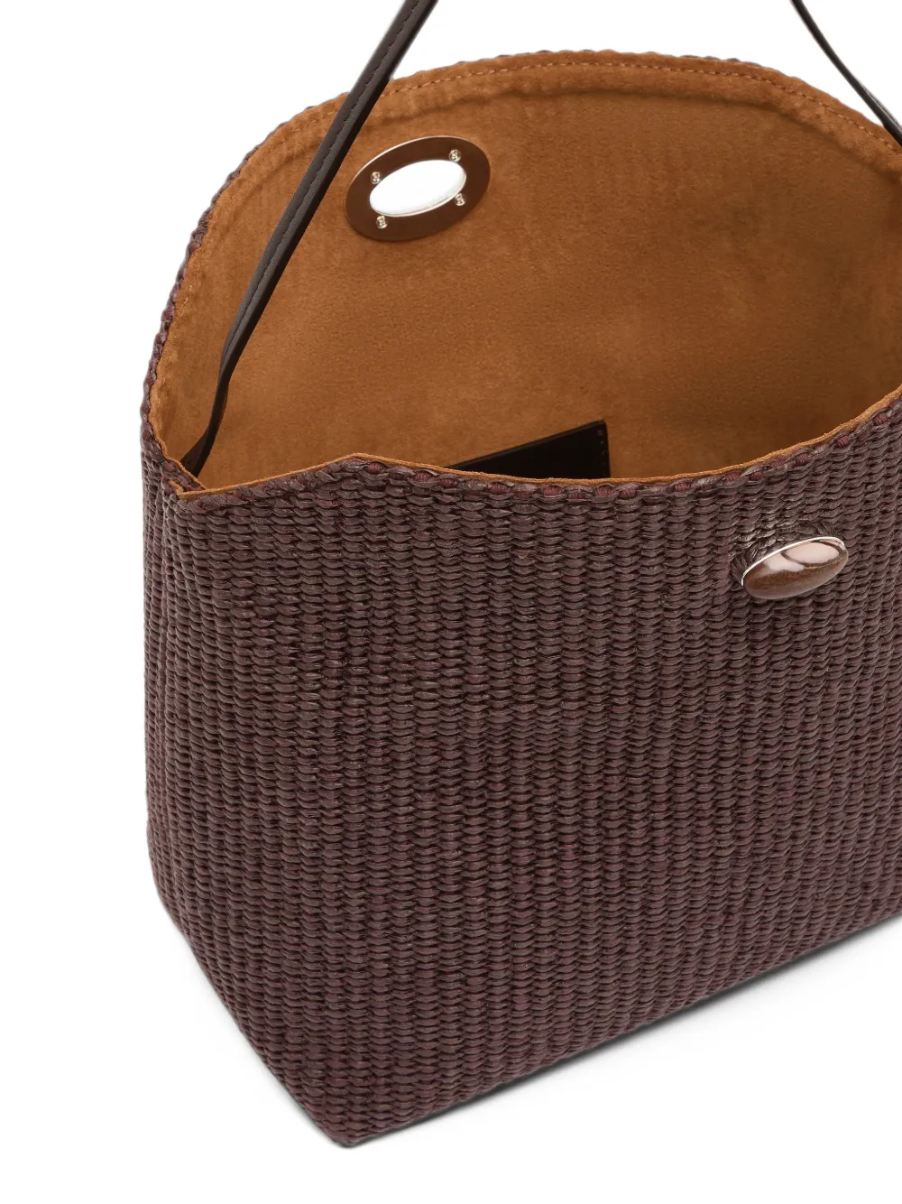Christopher Esber medium Turnlock raffia shoulder bag Bruin