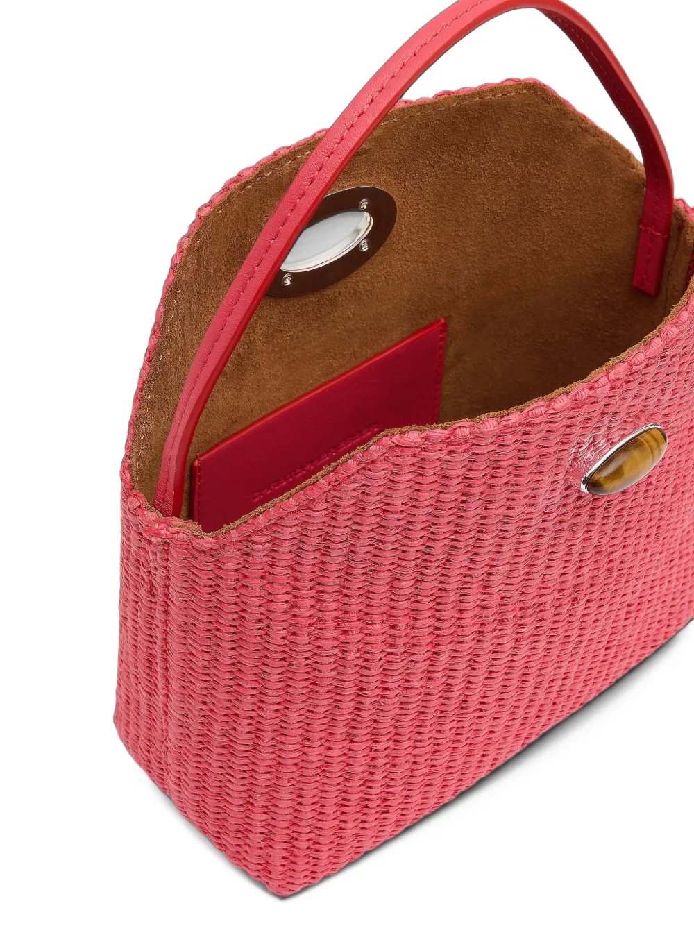 Christopher Esber mini Turnlock raffia shoulder bag Roze