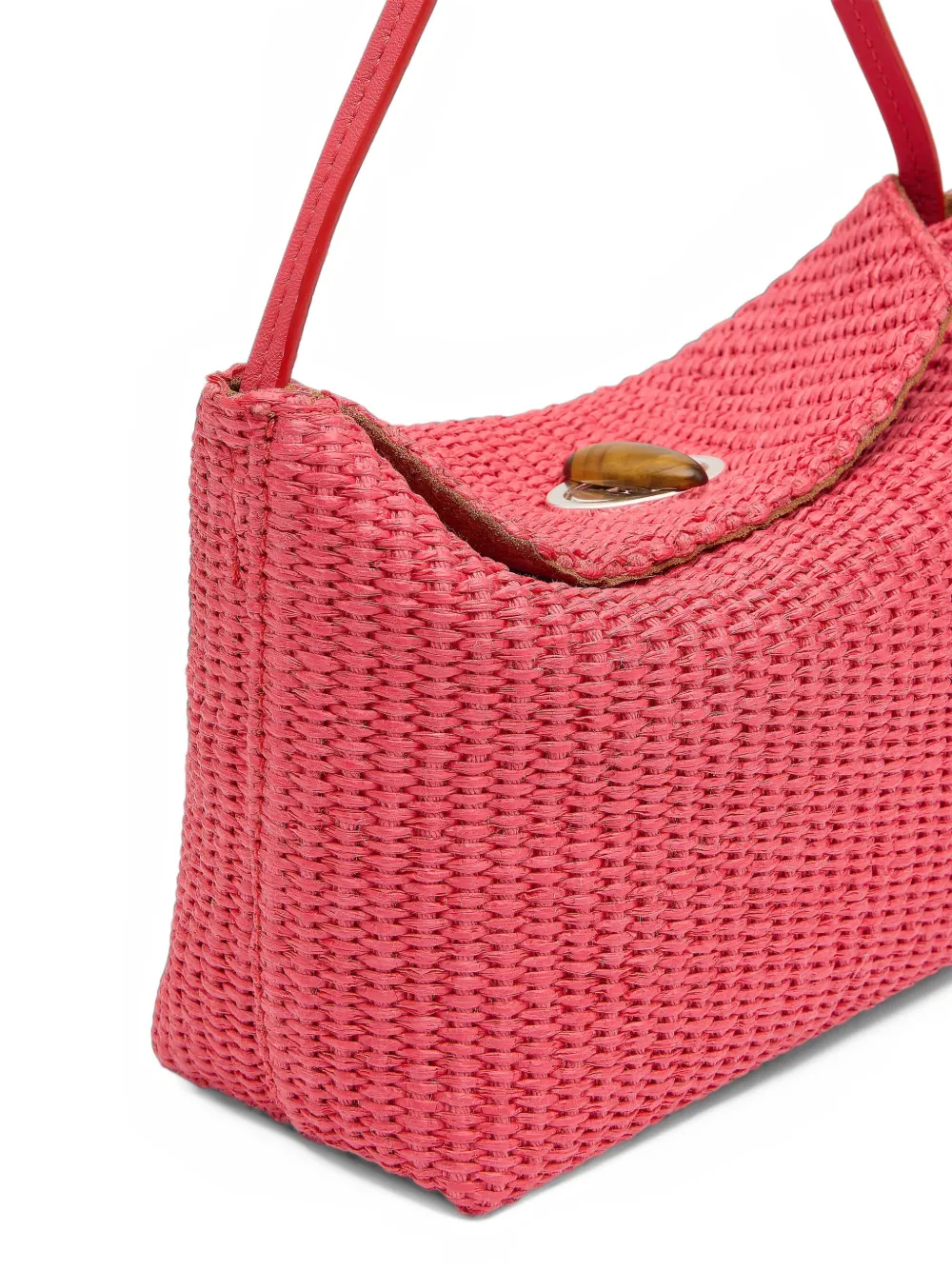 Christopher Esber mini Turnlock raffia shoulder bag Roze
