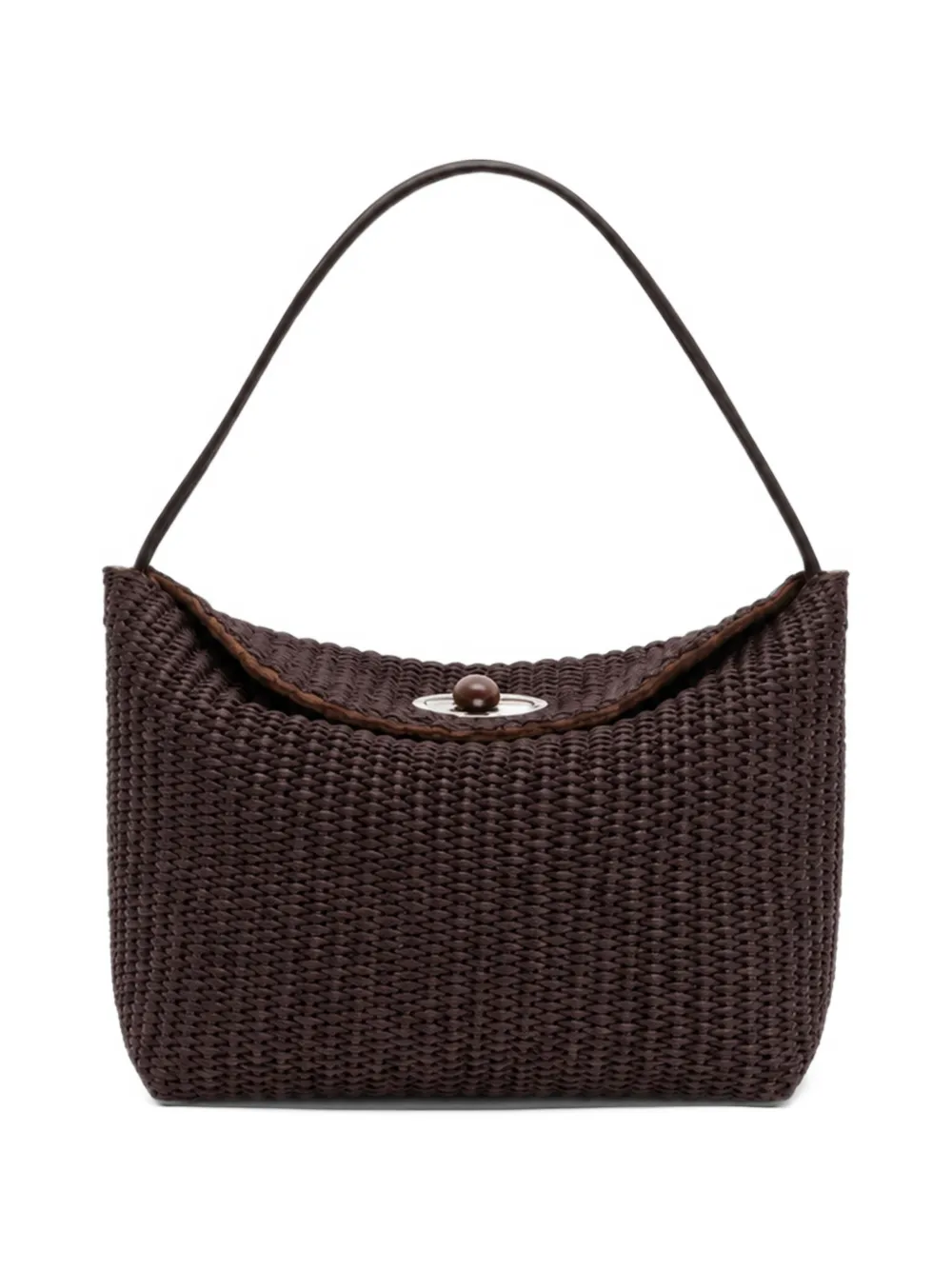 Christopher Esber mini Turnlock raffia shoulder bag - Brown