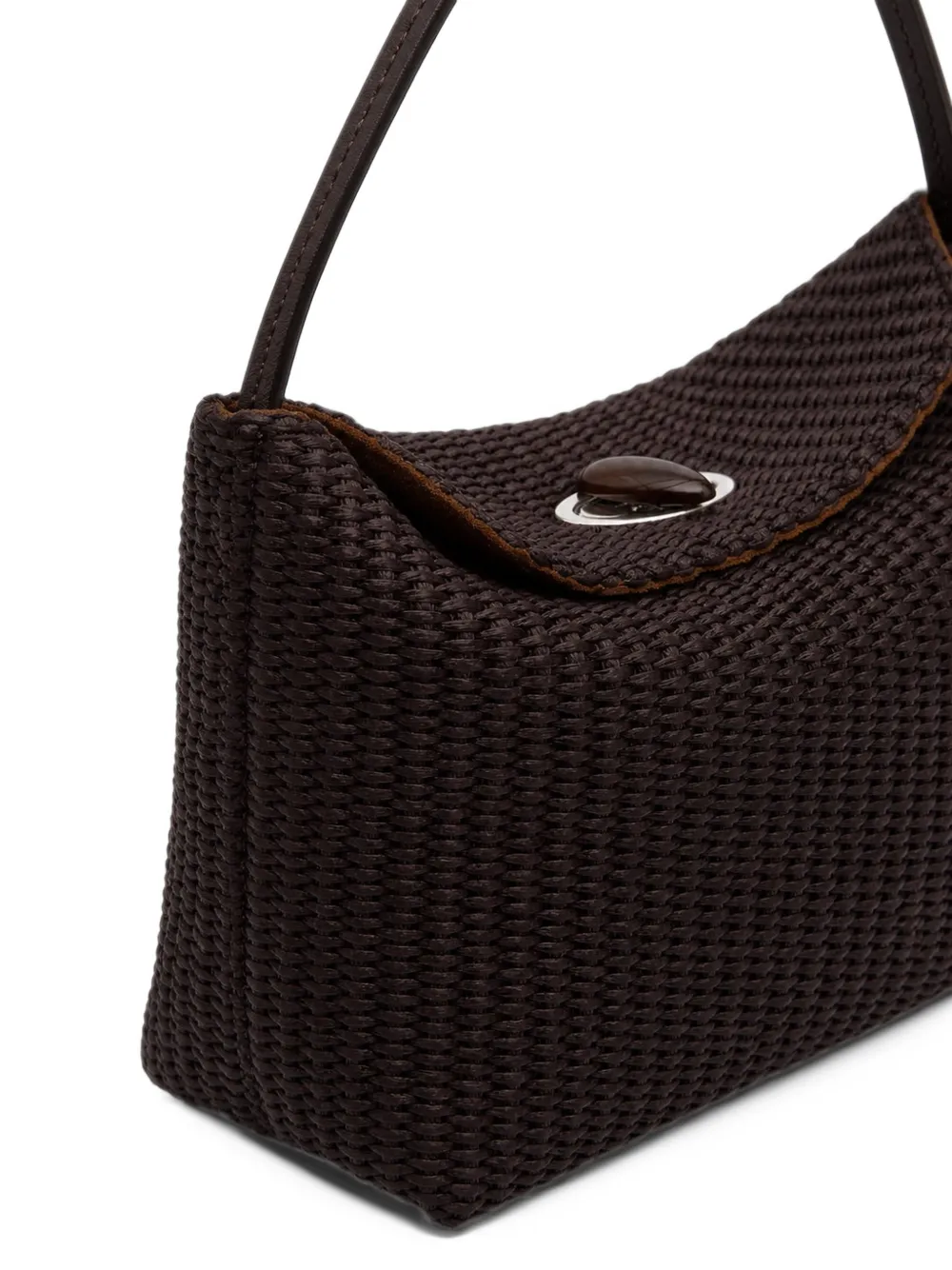 Christopher Esber mini Turnlock raffia shoulder bag Bruin