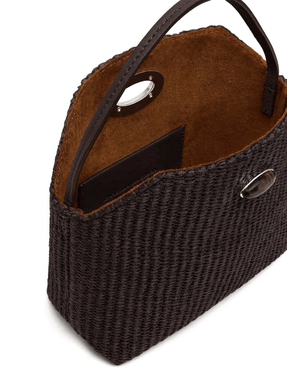 Christopher Esber mini Turnlock raffia shoulder bag Bruin