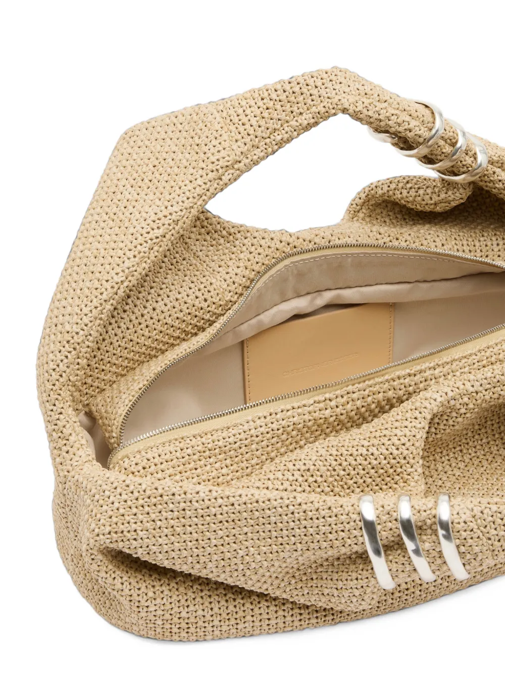 Christopher Esber Deia mini-shopper met raffia-effect Beige