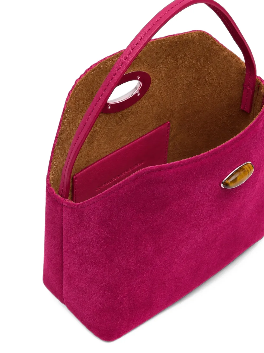 Christopher Esber Turnlock suède mini-schoudertas Roze