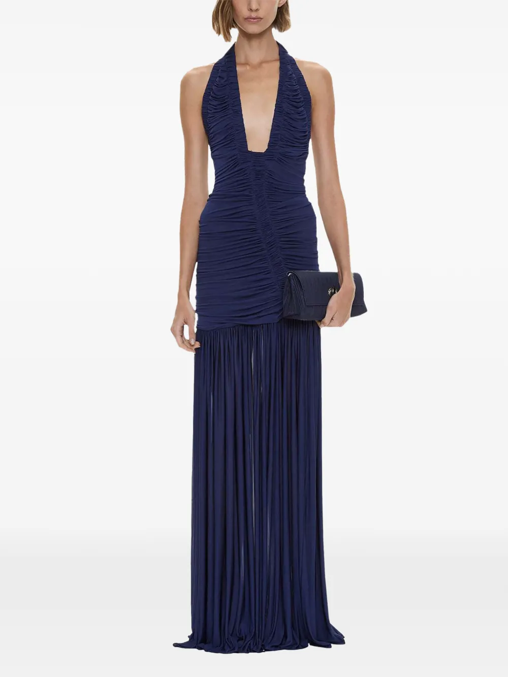 Christopher Esber Orion ruched halterneck maxi dress - Blue