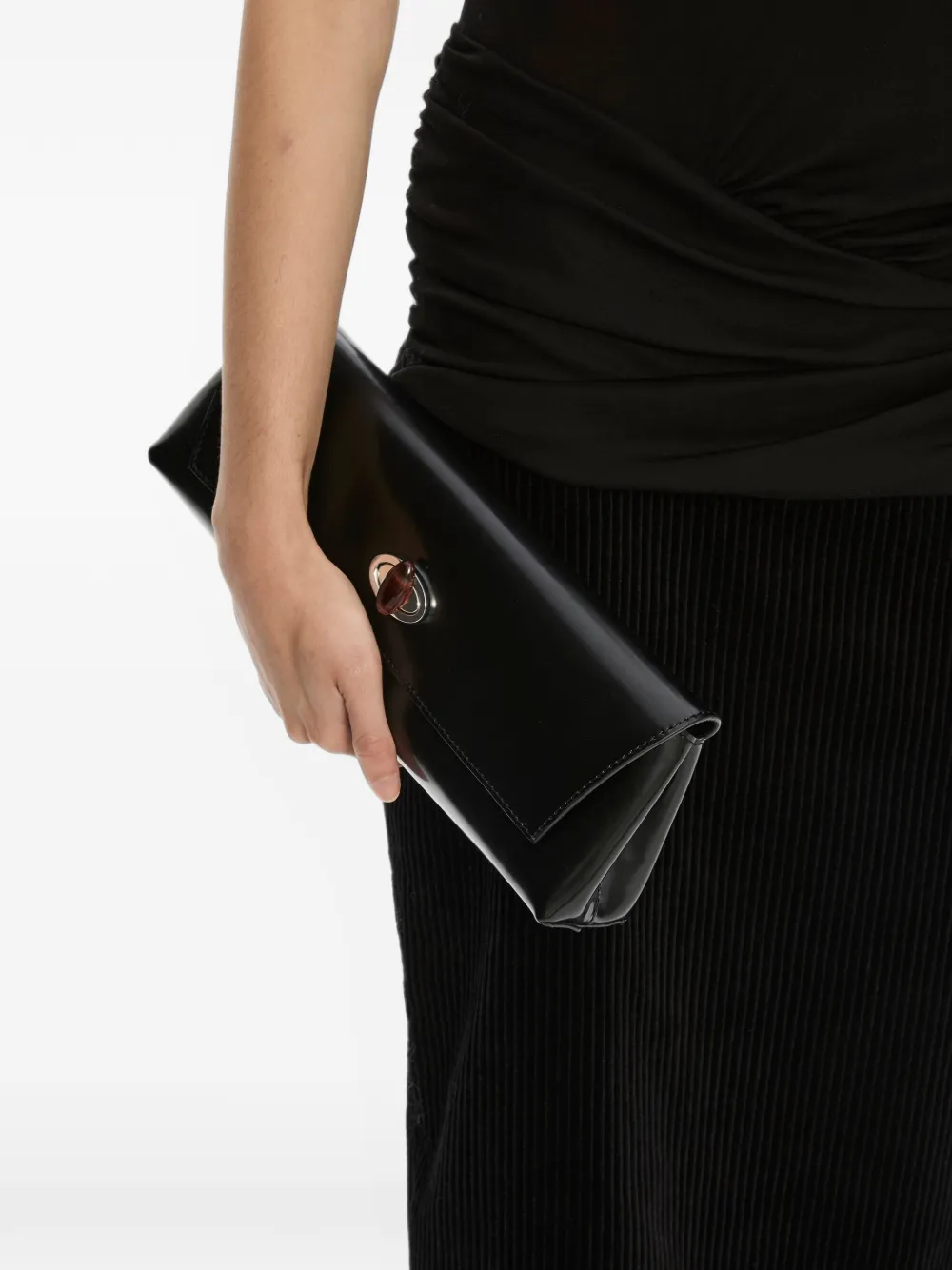 Christopher Esber Buki stone-turnlock clutch Zwart