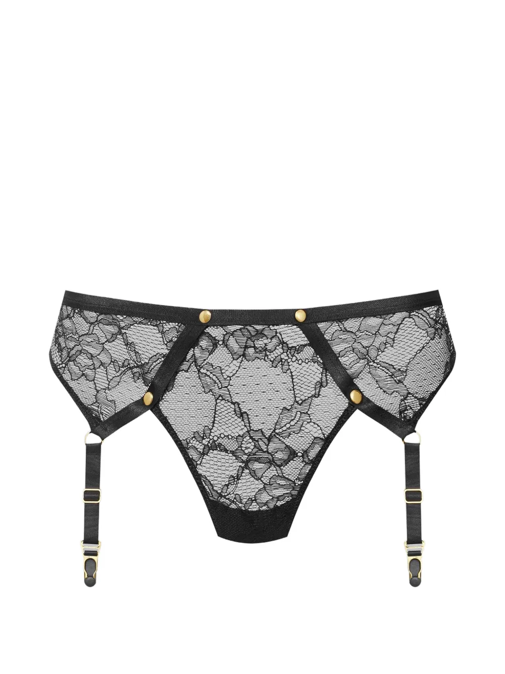 SCANDALE Jeux Magnétiques lace-panel suspender thong - Noir